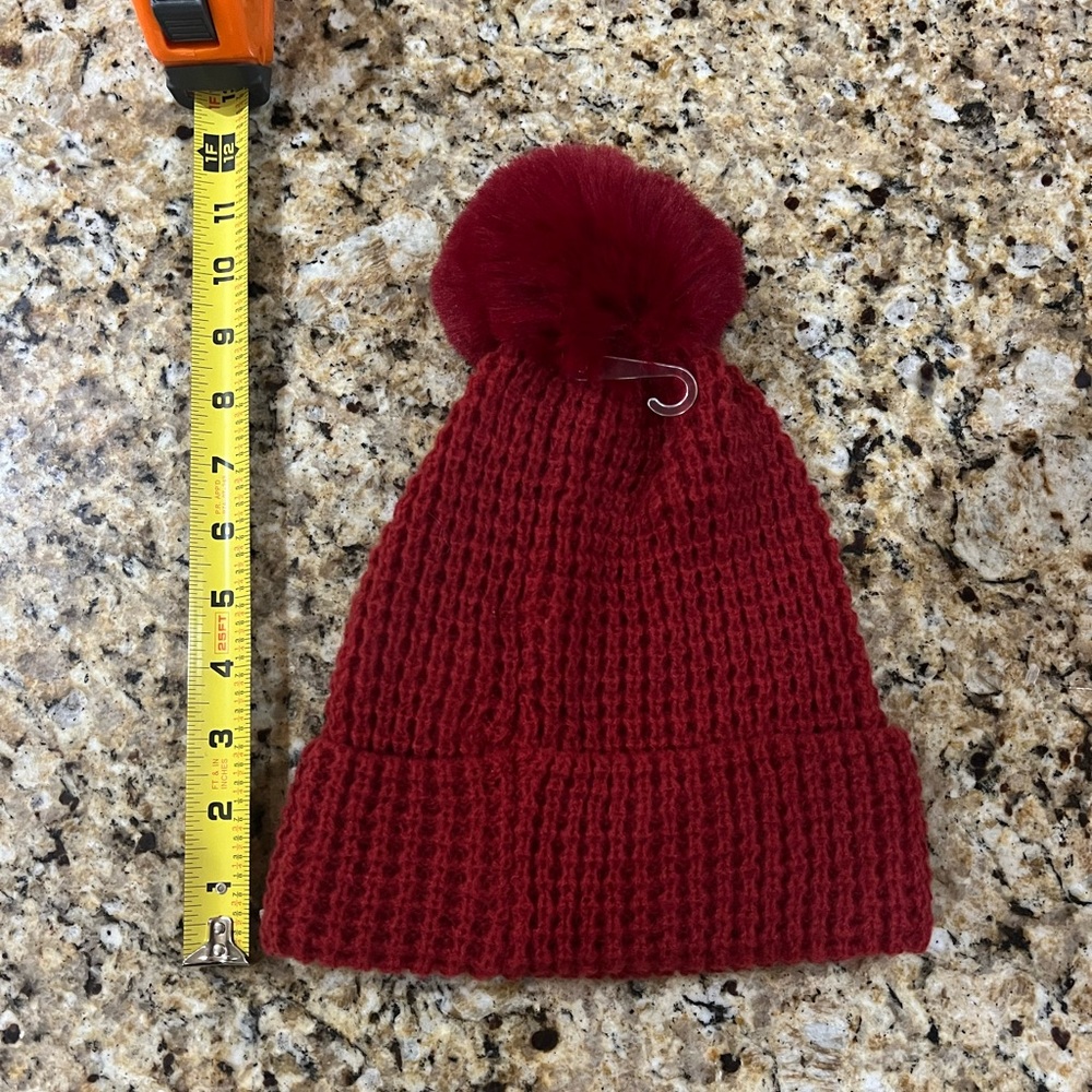 New - Style & Co. Red Knit Beanie with Pom-Pom in Red - Picture 5 of 6